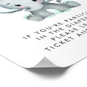 ミントエレファントベビーシャワーのおむつラッフルドロップオフ ポスター (角)