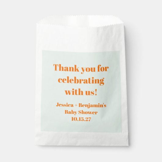 ミントオモダンレンジベイビーシャワーカスタムサンキュー フェイバーバッグ (正面)