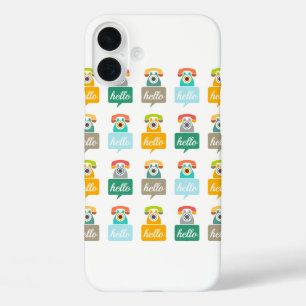 ミントオレンジアクアタンレトロ電話こんにちは iPhone 16 PLUSケース