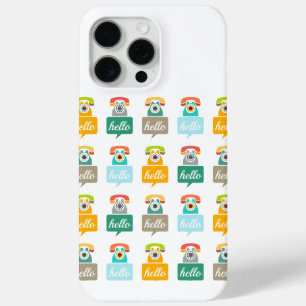 ミントオレンジアクアタンレトロ電話こんにちは iPhone 15 PRO MAXケース