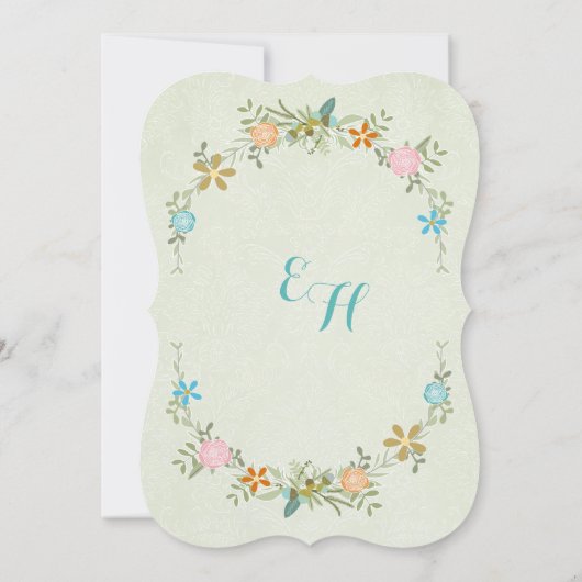 ミントカラフルガーランドリースフォレストの結婚式の招待 招待状 (裏面)