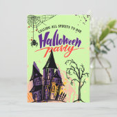 ミントカラフル抽象芸術ハローウィンパーティ 招待状 (スタンド正面)