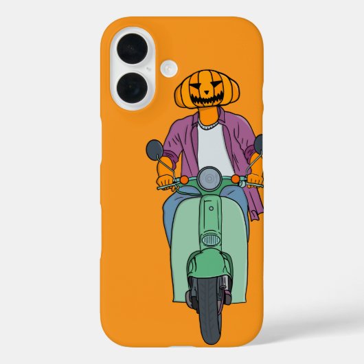ミントカラーのスクーターに乗るカボチャライダー Case-Mate iPhoneケース (裏面)