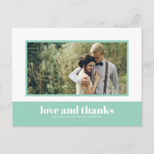 ミントカラーブロック写真ありがとうはがき ポストカード (正面)
