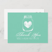 ミントカントリーシックなメイソンジャーサンキューカード ポストカード (正面/裏面)