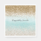 ミントガーリーウォーターカラーグラデーション金ゴールドグリジーグリッター スタンダードランチョンナプキン (正面)