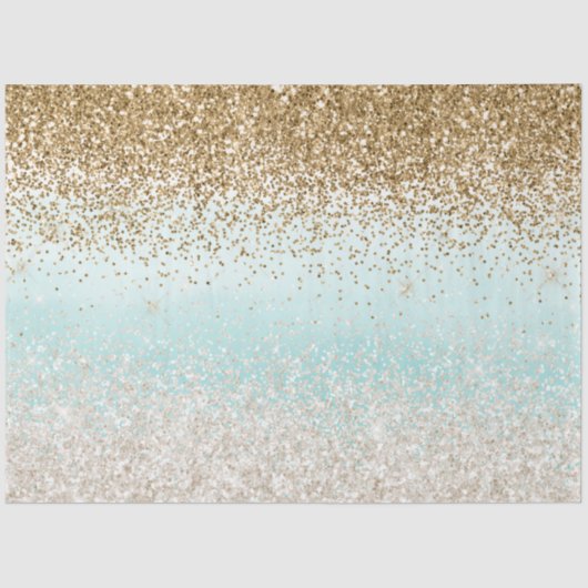 ミントガーリーウォーターカラーグラデーション金ゴールドグリジーグリッター 薄葉紙 (正面)
