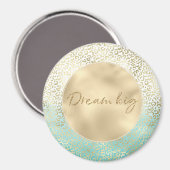 ミントガーリーウォーター色グラデーション金ゴールドヒョウ印刷 マグネット (正面/裏面)