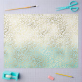 ミントガーリーウォーター色グラデーション金ゴールドヒョウ印刷 薄葉紙 (クラフト)