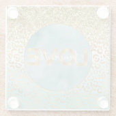 ミントガーリーウォーター色金ゴールドヒョウ印刷ラブ ガラスコースター (裏面)