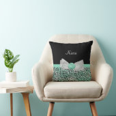 ミントガーリーグリーンチーテプリントかわいい弓の名前 クッション (椅子)