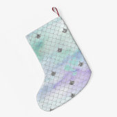 ミントガーリーパープルシルバーグリッター人魚 スモールクリスマスストッキング (裏面 (吊り時))