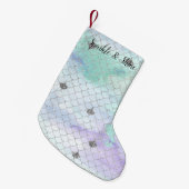 ミントガーリーパープルシルバーグリッター人魚 スモールクリスマスストッキング (正面 (吊り時))