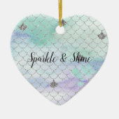 ミントガーリーパープルシルバーグリッター人魚 セラミックオーナメント (正面)