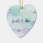 ミントガーリーパープルシルバーグリッター人魚 セラミックオーナメント (左)