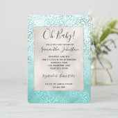 ミントガーリーホワイトグラムヒョウグラデーションプリント 招待状 (スタンド正面)