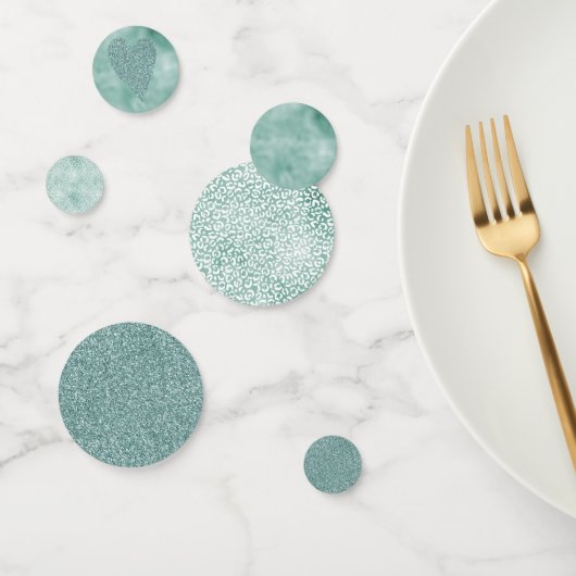 ミントガーリーホワイトヒョウ印刷 コンフェッティ (グループ)