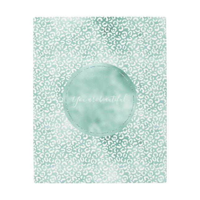 ミントガーリーホワイトヒョウ印刷 メタルプリント (正面)