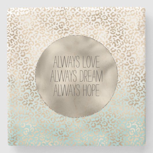 ミントガーリー金ゴールドグラデーションレオパード印刷 ストーンコースター (正面)