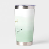 ミントガーリー金ゴールドグリッターまつ毛スパークル 保温保冷タンブラー (左面)
