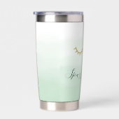 ミントガーリー金ゴールドグリッターまつ毛スパークル 保温保冷タンブラー (右面)