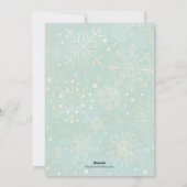 ミントクリスマスフォトカードにカーキ雪の結晶 シーズンカード (裏面)