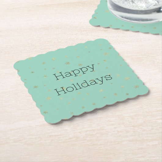 ミントクリスマス金ゴールド雪 ペーパーコースター (アングル)