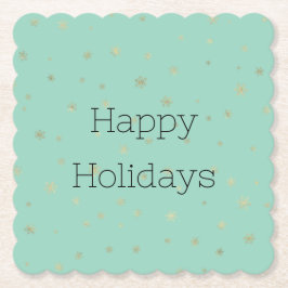 ミントクリスマス金ゴールド雪 ペーパーコースター