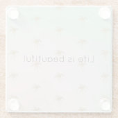 ミントクリームグラデーショントロピカルパーム金ゴールド ガラスコースター (裏面)