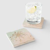 ミントクリームグラデーショントロピカルパーム金ゴールド ストーンコースター (横)