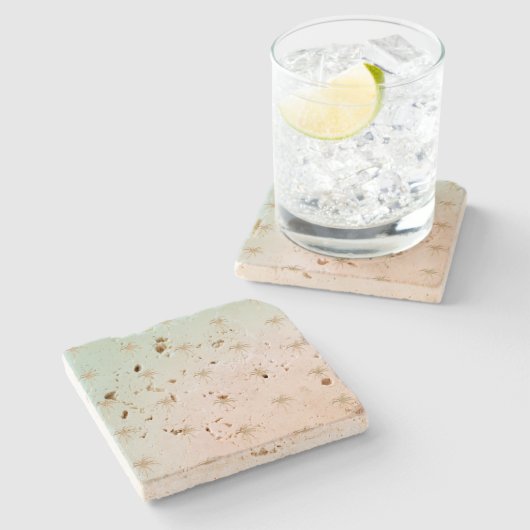 ミントクリームグラデーショントロピカルパーム金ゴールド ストーンコースター (横)