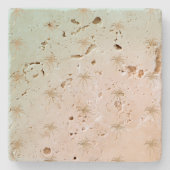 ミントクリームグラデーショントロピカルパーム金ゴールド ストーンコースター (正面)