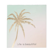 ミントクリームグラデーショントロピカルパーム金ゴールド ノートパッド (正面)