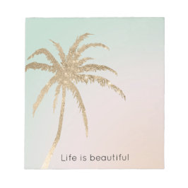 ミントクリームグラデーショントロピカルパーム金ゴールド ノートパッド