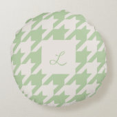 ミントクリーム千鳥格子のモノグラムの装飾用クッション ラウンドクッション (裏面)