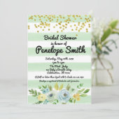 ミントグエレガントリーン金ゴールドフローラブライダルシャワー 招待状 (スタンド正面)