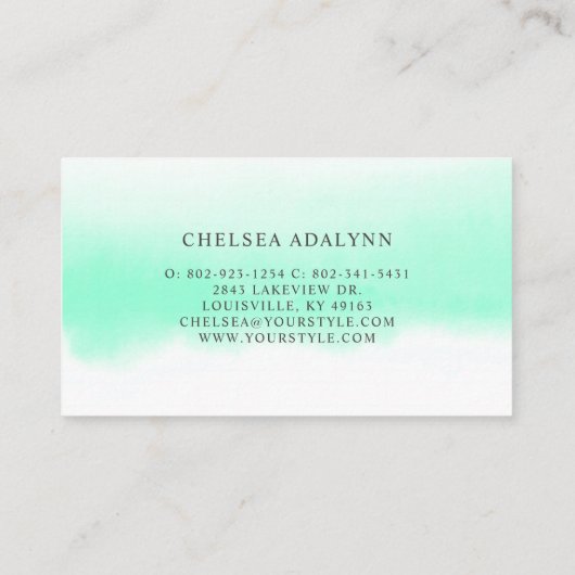 ミントグラデーションウォーターカラーミニマルアポイントメントカード 予約カード (裏面)