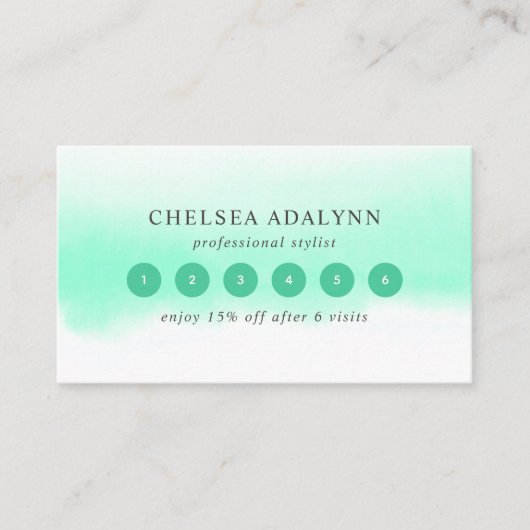 ミントグラデーションウォーターカラーミニマルロイヤリティカード ロイヤリティカード (正面)