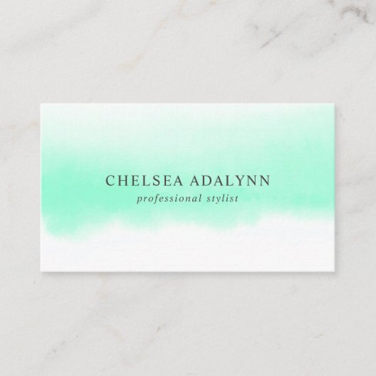 ミントグラデーションウォーター色ミニマリストのソーシャルメディア 名刺 (正面)