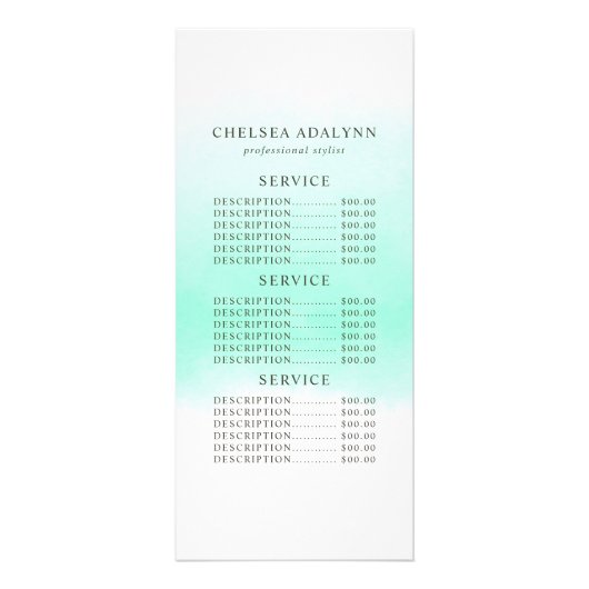 ミントグラデーションウォーター色ミニマリストラックカード ラックカード (正面)