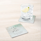 ミントグラデーショングリーンフロステッドゴールドフォイルシック結婚ズ スクエアペーパーコースター (インサイチュ)