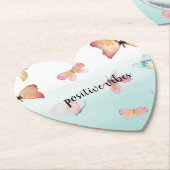 ミントグラデーションピンク蝶の水色 ペーパーコースター (アングル)