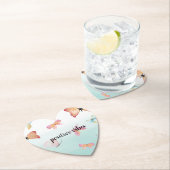 ミントグラデーションピンク蝶の水色 ペーパーコースター (インサイチュ)