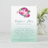 ミントグラデーションフローラ結婚式招待状 招待状 (スタンド正面)