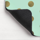 ミントグラムフェイク金ゴールド水玉模様モダンマウスパッド マウスパッド (コーナー)