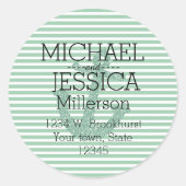 ミントグリッターいかりストライプのアドレパーソナライズされたス ラウンドシール (正面)