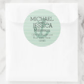 ミントグリッターいかりストライプのアドレパーソナライズされたス ラウンドシール (バッグ)