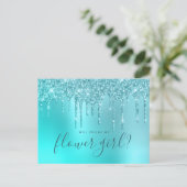 ミントグリッターの滴り、あなたは私のフラワーガールになってくれる？ インビテーションポストカード (スタンド正面)