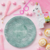 ミントグリッターグリッツィスパークルゼブラプリント ペーパープレート (パーティー)