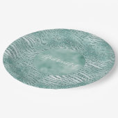 ミントグリッターグリッツィスパークルゼブラプリント ペーパープレート (アングル)